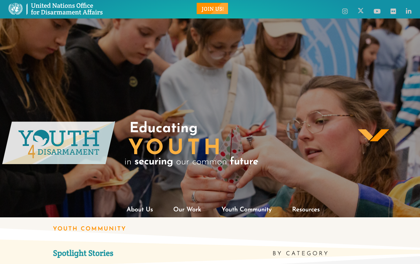 Youth 4 Disarmament homepage